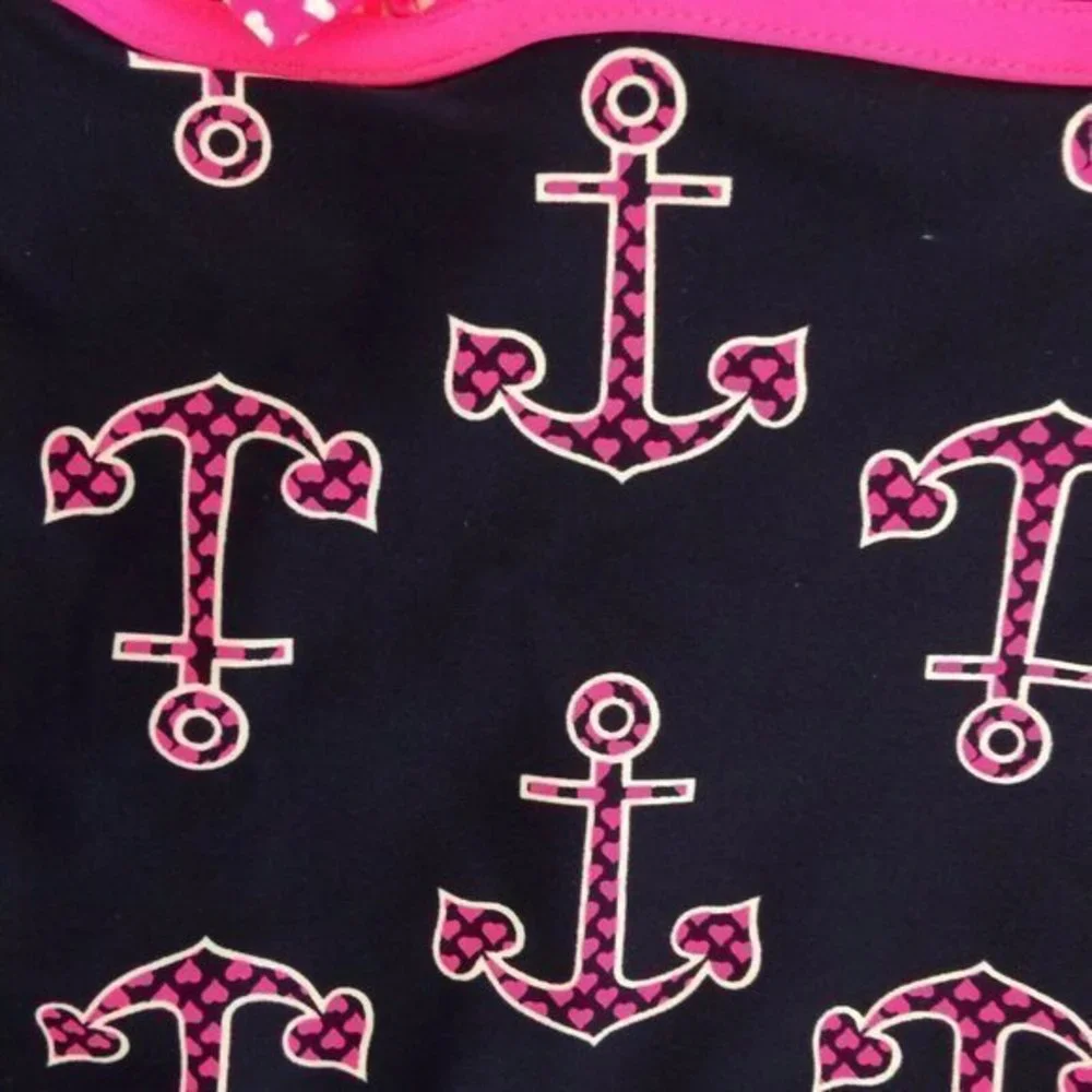 Xhilaration Bikini Top Size Large Childrens  Tankini 10/12 Pink Black Swim Suit